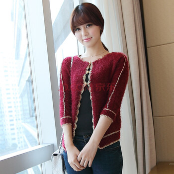aramisu2014春秋装新款热卖<em>女装开衫</em>金边<em>长毛</em>