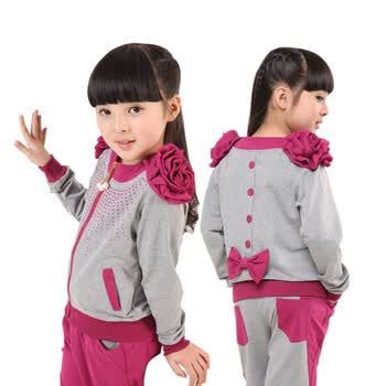 2014春款儿童<em>女童</em>春秋装<em>休闲</em>运动<em>套装</em>6118 牡