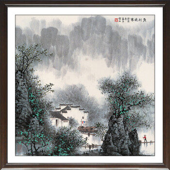 装饰画客厅现代有框沙发背景墙壁挂餐厅卧室中国式字画书法山水墨风景归舟 C 60*60cm/幅