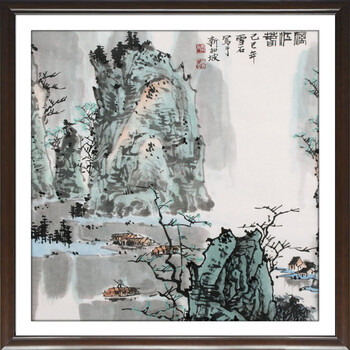 装饰画客厅现代有框沙发背景墙壁挂餐厅卧室中国式字画书法山水墨风景归舟 C 60*60cm/幅