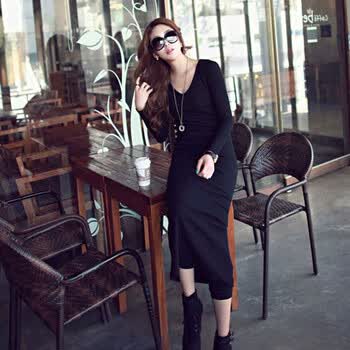 红梅桥2014气质时尚女款<em>超长毛衣</em>羊绒<em>连衣裙</em>