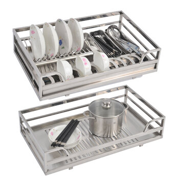 德克德家不锈钢加固型方管拉篮碗碟篮配阻尼