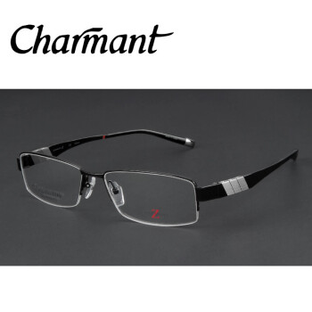 Charmant夏蒙纯钛眼镜架近视镜框半框 ZT11768 黑色CBK2