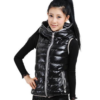 2014秋冬新款<em>女士</em>亮面<em>马甲</em>韩版<em>时尚</em>休闲连帽