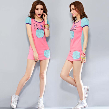 蓝魅彩 2014新款短袖<em>短裤裙</em>运动休闲时尚套装