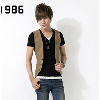 2013秋新款 <em>韩版</em>修身 6色<em>小马甲</em> 男士时尚休闲