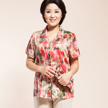 苏妈中老年女装衬衫 <em>中年</em>女装夏装妈妈装<em>短袖</em>