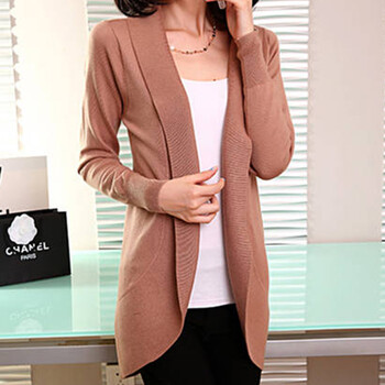 忻怿2014春装新款大码修身<em>薄针织</em>衫纯色<em>中长</em>