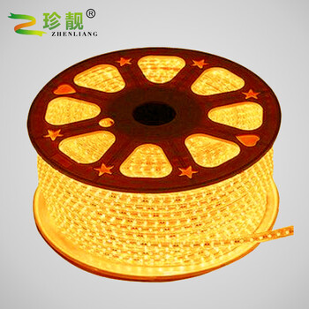 
                                        珍靓LED5050贴片60珠高亮软灯带220v高压吊顶暗槽背景工程家装饰防水灯条光带黄光 蓝色                