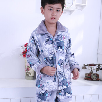 N购秋冬儿童<em>水貂绒</em>保暖<em>睡衣</em> 男童保暖家居服 
