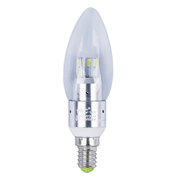 VNC LED蜡烛灯 LED灯泡小螺口水晶灯 拉尾尖泡3W超亮 5支装E14Z360 尖泡暖白光5支装