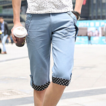 饰 2014男士夏季新款休闲七分裤 男修身<em>短裤</em> 潮