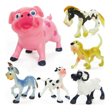 哥士尼 可爱卡通农场动物模型玩具 绵羊奶牛小