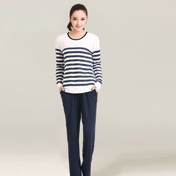 浅休春季新款<em>家居服睡衣</em>套装<em>秋时尚</em>休闲<em>女</em>莫代