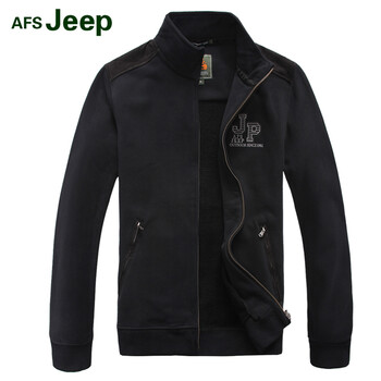 男装新款AFS <em>JEEP</em>/战地<em>吉普卫衣男开衫</em>纯色
