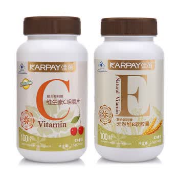 佳蓓-维生素Ｃ咀嚼片1.5g*100粒+佳蓓天然维E软胶囊500mg*100粒