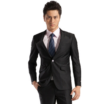 柒牌 SEVEN男装2012春夏新款修身商务时尚黑色西服套装 E99C120288 B版 52