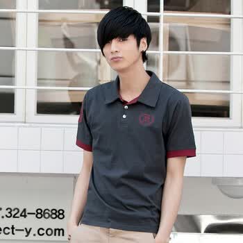 AMH 韩国2012新款夏装韩版男装短袖POLO衫NX2001 炭黑色 XL