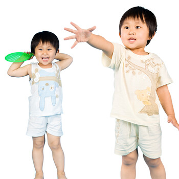 婴之谷 纯棉肩钮短袖套+纯棉背心套 男女同款 51145 短袖黄/背心绿 36个月