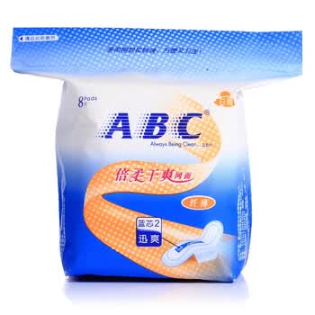 ABC日用纤薄倍柔干爽网面卫生巾8片