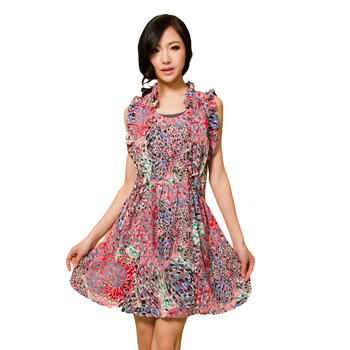 Basic House 百家好 夏装 韩版仙女碎花连衣裙HLOP324C 红色 165/68A/L