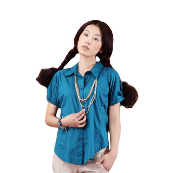 茵曼Inman 2012新品 棉女装衬衫 女 短袖B10082 纯粹绿 L