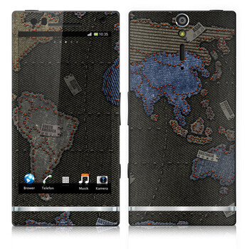 IdeaSkin 索尼LT26i/Xperia S/Xperia Arc HD皮肤 牛仔裤的世界地图 外壳保护套皮贴膜 BDGA750481