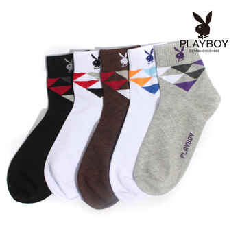 PLAYBOY 花花公子 精梳棉运动男袜1065 浅花灰 均码