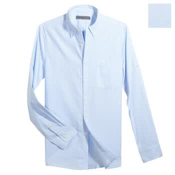 Giordano佐丹奴 衬衫 男修身可卷袖细纹衬衫 01042021 深蓝色 XL