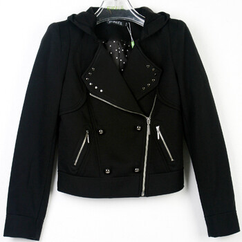 凡恩 FINE 韩版长袖加厚修身短外套C26 黑色 XL