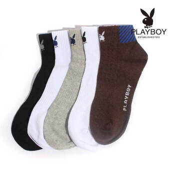 PLAYBOY 花花公子 精梳棉运动男袜2182 5双装（颜色随机） 混色 均码