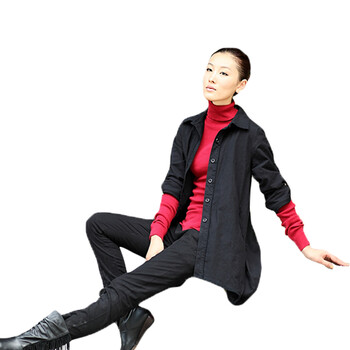 茵曼Inman 2012 新品女装衬衣B8991 黑色 XL