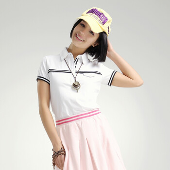 艾夫斯 女舒适运动撞色短袖POLO衫209082751 漂白 L