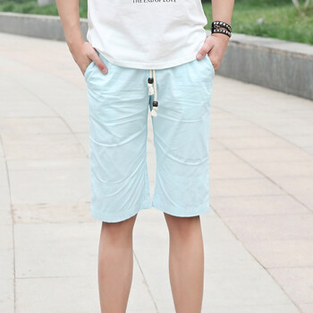 韩都衣舍 韩国2012夏装短裤新款男装休闲短裤NX2038 浅蓝色 XL
