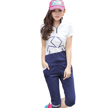 H.F.LOOGN 女装运动休闲套装 HF1232 蓝色 XL
