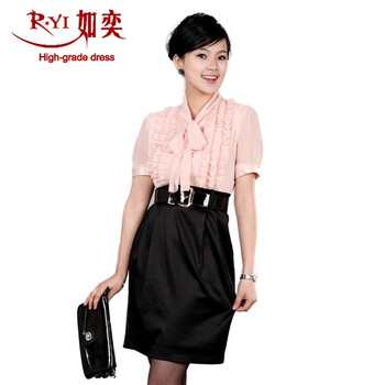 如奕正品 2011夏装新款OL修身连衣裙 送腰带 白色 XL