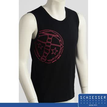 舒雅 schiesser UNCOVER系列男士全棉背心 SUPIMA棉 纯棉男短袖上衣 35-1919 5039黑印粉红 XXL