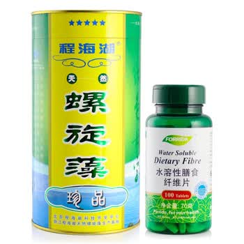 程海湖 天然螺旋藻 0.25g×600片 +forrida活力达水溶性膳食纤维片 100片