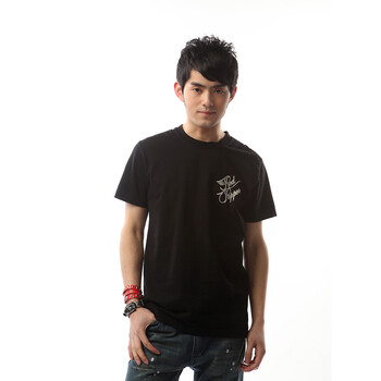 REDPEPPER时尚休闲圆领全棉背后骷髅刺绣男式T恤 黑色 2XL