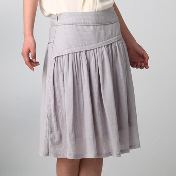 伊思君凯 esback 2012新款抽褶麻裙1500330SQX252 浅灰色 L