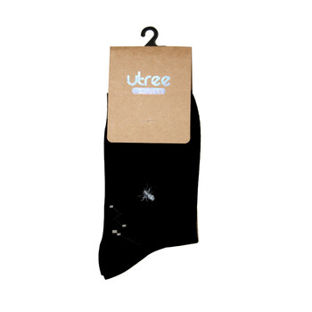 Utree 约晴 男袜 纯色小蜘蛛 商务袜 6黑