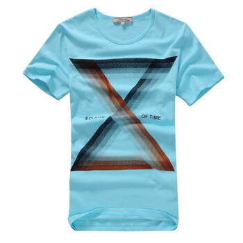 佐肯EingeZogen科技感渐变时尚印花T恤YT12013D077 湖蓝色 XXL
