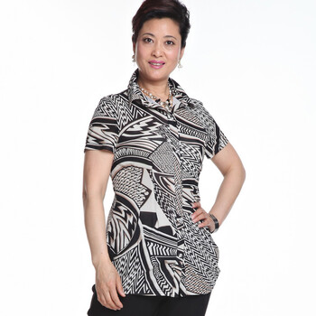福兆 2012新款夏季正品妈妈装中年衬衫 G4633 黑白花 5XL