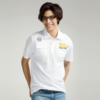 艾夫斯 男衬衫领肩章短袖POLO衫209072658 白色 L