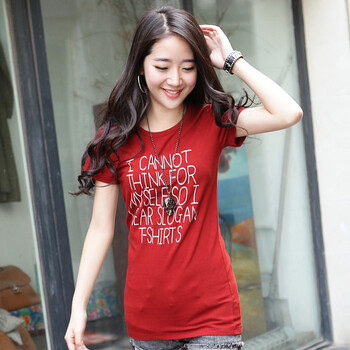 韩都衣舍 韩国2012夏季新款韩版女T恤圆领修身短袖T恤NH1507 红色 M