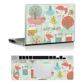 SkinAT 苹果笔记本MacBook全套保护贴膜 3M材料 粉绿狐狸 Pro 15 (Retina)