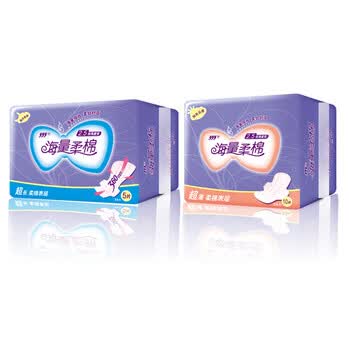 三五海量柔棉超薄日用25CM10片装+超长夜用36CM5片装卫生巾组合*5组