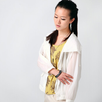 伊思君凯 ESBACK 2012新款时尚优雅系列宽松长短袖纯色薄款蝙蝠袖小外套 1500230SCS086 白色 M