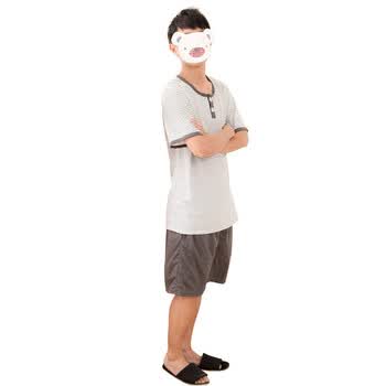 【原价：188元，现价:78元】苏泽尔清凉夏日棉质情侣款家居服睡衣套装 男款84039灰色 2XL