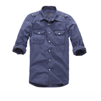 七匹狼SWJEANS男装 净色长袖休闲男士衬衫171210502002 深蓝色 56A 185/100 XXL